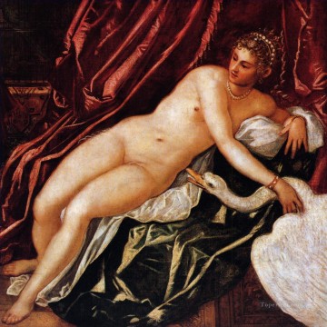 Tintoretto Painting - Leda y el cisne Renacimiento italiano Tintoretto